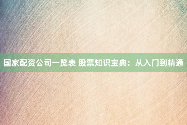 国家配资公司一览表 股票知识宝典：从入门到精通